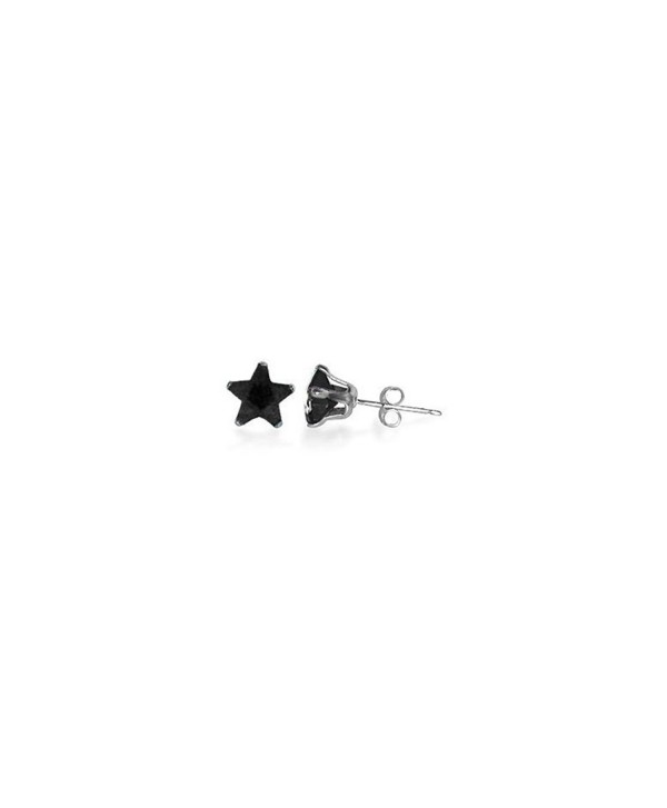 Gem Avenue 925 Sterling Silver 5mm Star Black Cubic Zirconia Post Back Stud Earrings - CE1123LQJAP