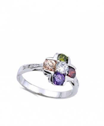 Multicolor Simulated Flower Sterling Silver