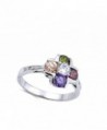 Multicolor Simulated Flower Sterling Silver