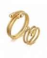 Vnox Stainless Steel Double Helix Wire Bracelet and Ring Jewelry Set for Women-Gold Plated - CC12MF5L0AH