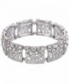 EVER FAITH Women's Austrian Crystal Wedding Square Shape Elastic Stretch Bracelet Clear Silver-Tone - C212G49WVSL