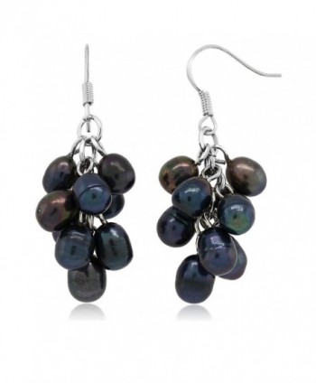 Black Grape Cultured Freshwater Pearl Cluster Hook Earrings - CP1173RG26B