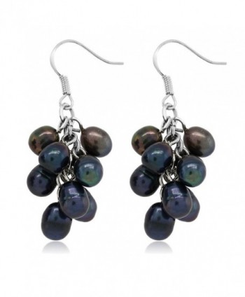 Black Cultured Freshwater Cluster Earrings in Women's Drop & Dangle Earrings