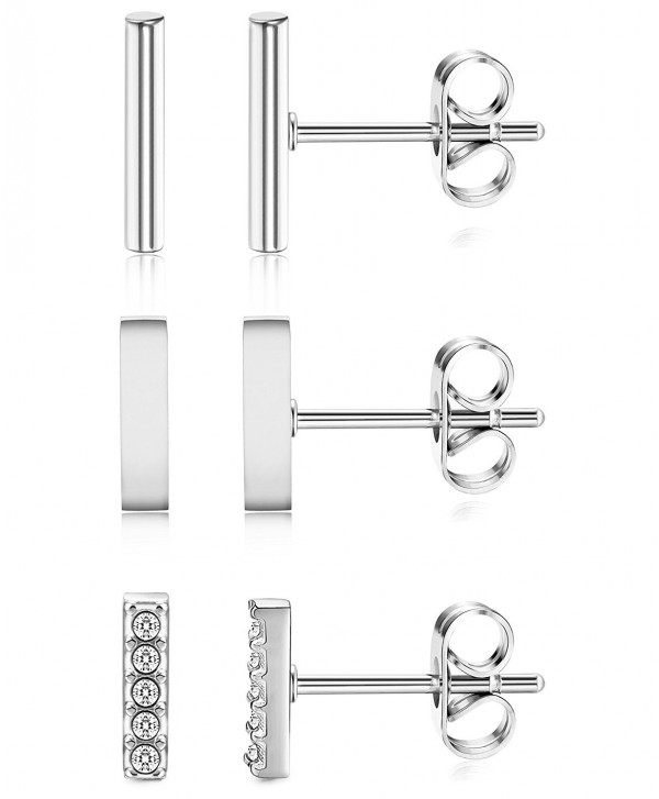 ORAZIO 3 Pairs 20G Stainless Steel Mini Bar Earring Line Ear Studs Stick Stud Earrings For Women and Men - CK188CRRYKK