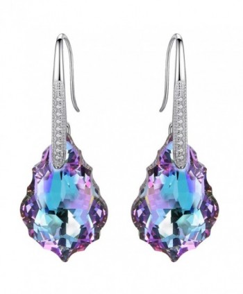 EleQueen 925 Sterling Silver CZ Baroque Drop Hook Earrings Made with Swarovski Crystals - Vitrail Light - CQ120HT3JL7