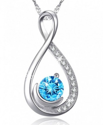 Infinity Aquamarine Swarovski Birthstone Anniversary - """Forever Love"" Infinity Half Moon Necklace" - CB12MXYVQSZ