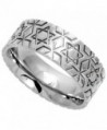Surgical Stainless Steel 8mm Wedding Band Ring Star Of David Pattern Comfort-Fit- sizes 6 - 14 - CA1129W0NCJ