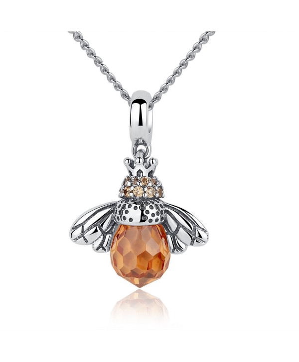YAXING 925 Oxidized Sterling Silver Queen Honey Bee Little Bumblebee Pendant Necklace (honeybee 2) - CE182LM2L43
