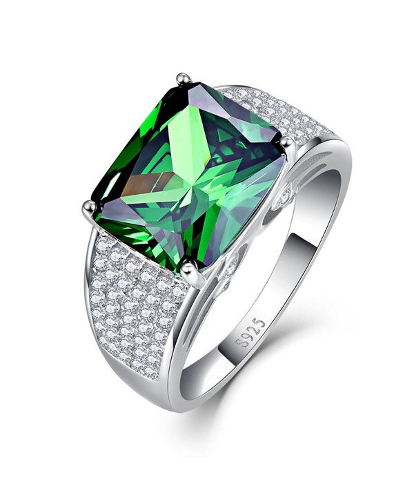 BONLAVIE 9.5ct Created Green Emerald Cubic Zirconia CZ Engagement Wedding 925 Sterling Silver Ring - CF12LKQOU23