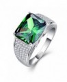 BONLAVIE 9.5ct Created Green Emerald Cubic Zirconia CZ Engagement Wedding 925 Sterling Silver Ring - CF12LKQOU23