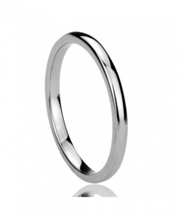 2MM Titanium Womens Rings High Polished Classy Domed Comfort Fit Wedding Bands - C3110NC0SP9