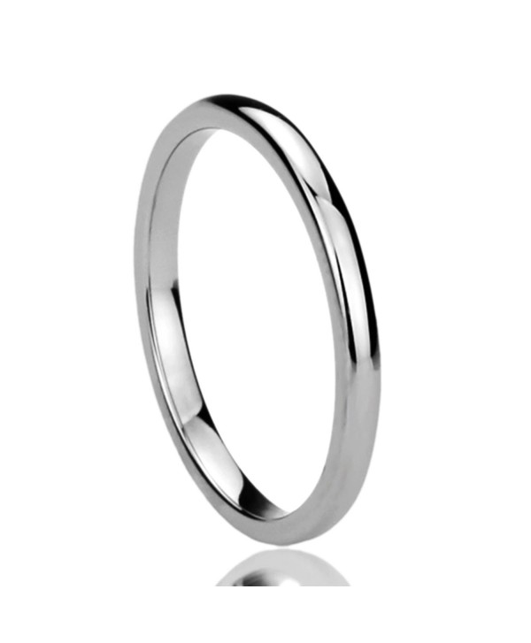 2MM Titanium Womens Rings High Polished Classy Domed Comfort Fit Wedding Bands - C3110NC0SP9