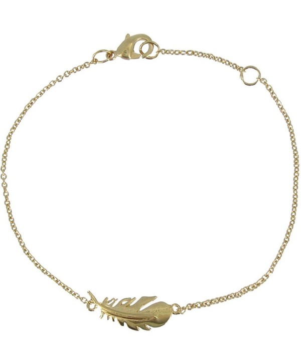 Les Poulettes Jewels - Gold Plated Bracelet with Bird Feather - C711FT2FOWZ