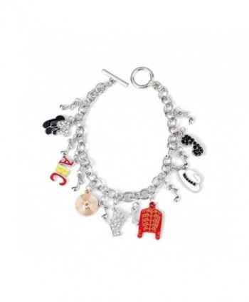 Michael Jackson Themed Metal/Enamel Silvertone Charm Bracelet - C4186DUGHYM