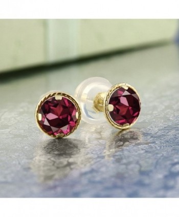 Round Rhodolite Garnet Yellow Earrings