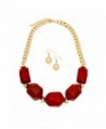 Rosemarie Collections Women's Chunky Wooden Bead Statement Necklace Jewelry Set - Red - C912LZB6MMT