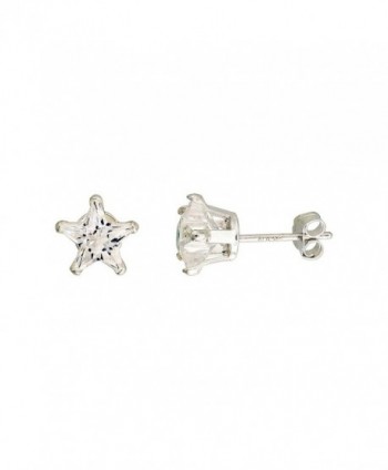 Sterling Silver Cubic Zirconia Star Earrings Studs 7 mm - C9111787CCF