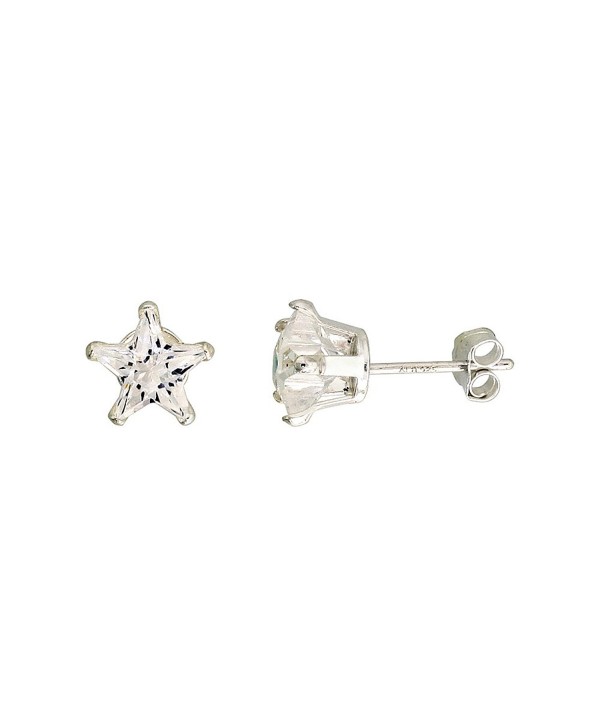 Sterling Silver Cubic Zirconia Star Earrings Studs 7 mm - C9111787CCF