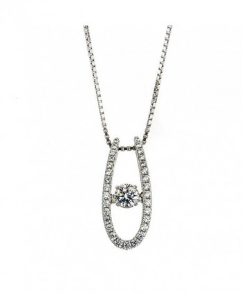 NANA "U" Shape Dancing Stone Pendant S-Silver & Swarovski CZ with 0.8mm 22" Adjustable Box Chain - CE12OC9MU2N