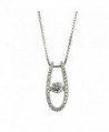 NANA "U" Shape Dancing Stone Pendant S-Silver & Swarovski CZ with 0.8mm 22" Adjustable Box Chain - CE12OC9MU2N