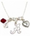 Alabama Crimson Tide Red Austrian Crystal Heart Logo Silver Chain Necklace UA - CV11QZV7JVN