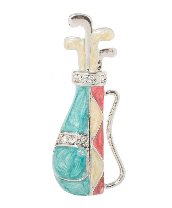 Golf Club Bag Brooch Pin 1.6" with Crystal Accents - C7187RITTZN