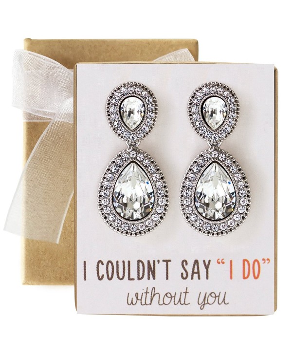 Wedding Bridesmaids Gift- Crystal Glass Tear Drop Earrings in Silver- Gold- Blue- Green - CP17YYI50AH