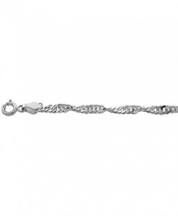 Sterling Silver Singapore Chain Necklaces & Bracelets 3.3mm Nickel Free Italy- sizes 7 - 30 inch - CG111IFFWE7