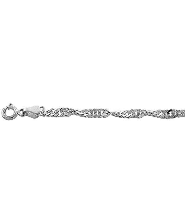 Sterling Silver Singapore Chain Necklaces & Bracelets 3.3mm Nickel Free Italy- sizes 7 - 30 inch - CG111IFFWE7