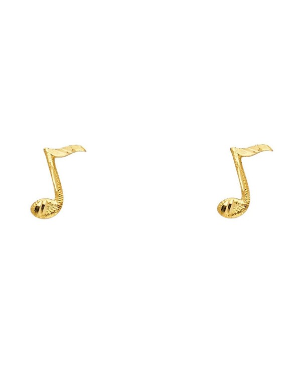 14K Yellow Gold Music Note Stud Earrings (4 X 11mm) - CV125HEA1MB