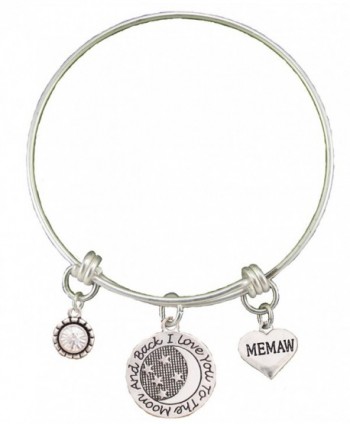 Memaw Love You To The Moon Silver Wire Adjustable Bracelet Heart Jewelry Gift - CK12BC1ILR1