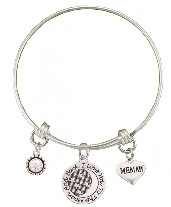 Memaw Love You To The Moon Silver Wire Adjustable Bracelet Heart Jewelry Gift - CK12BC1ILR1