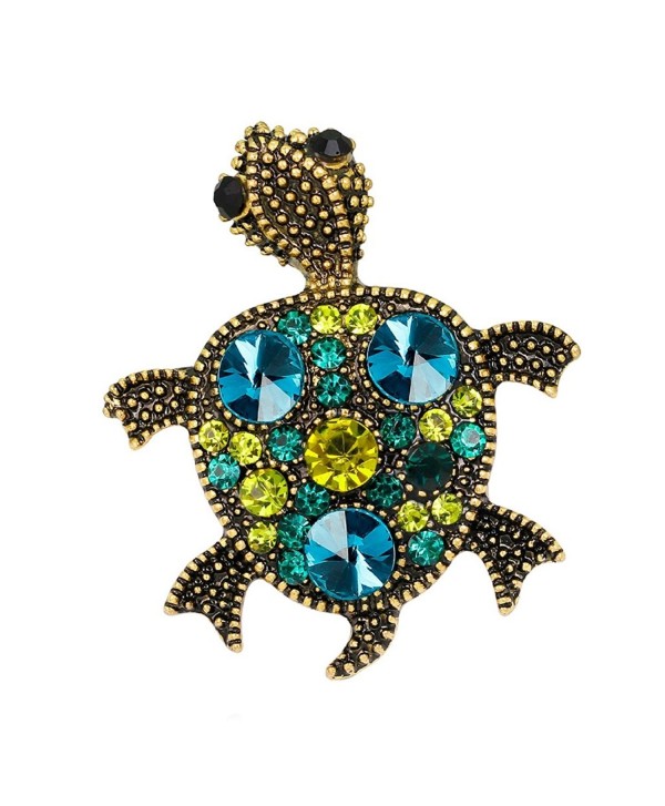 Top Cheer 2pcs Vintage Style Colorful Rhinestone Crystal Drip Tortoise Brooch Pin Animal Jewelry - A - C8185RN7YU3