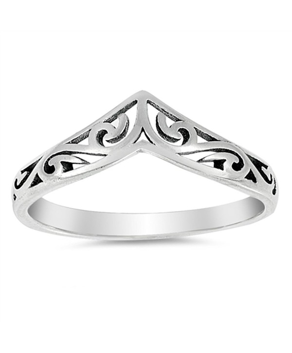 Filigree Celtic Chevron Thumb Ring 925 Sterling Silver Victorian Band Sizes 3-12 - CS17AAOL4X8