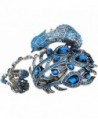 YACQ Jewelry Women's Crystal Peacock bangle bracelet attached slave ring bling jewelry - Blue - CY12GEUBR8P