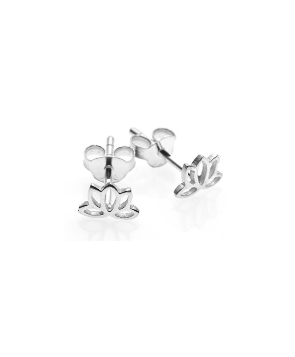 925 Sterling Silver Tiny Open Lotus Post Stud Earrings 12 mm - Nickel Free - CM11M2CLNPR