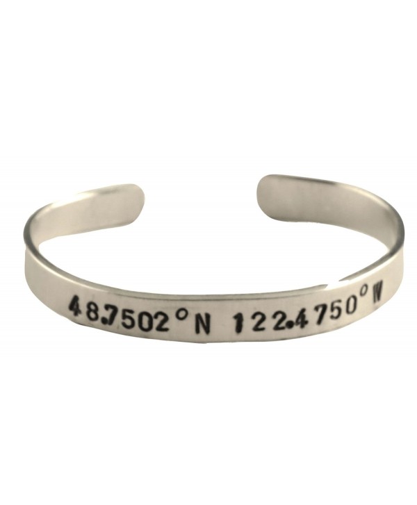 Latitude Longitude Custom Cuff Hand Stamped Aluminum Bracelet 1/4" - CO11JLWBX65