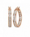 Flashed Cubic Zirconia Channel Set Earrings - Rose Gold Flashed - CH17YTTIMZA