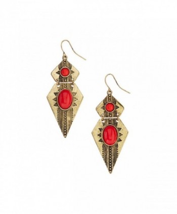 Lux Accessories Coral & Burnished Goldtone Arrowhead Drop Earrings - CF122MVGKB9