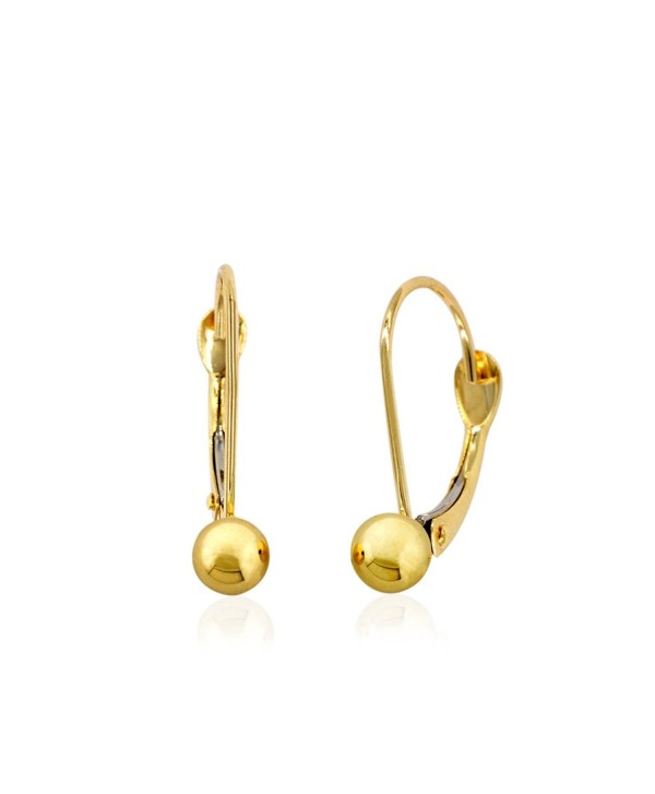 10k Yellow Gold 4mm Small Fixed Ball Leverback Earrings - C417XWLNIA0