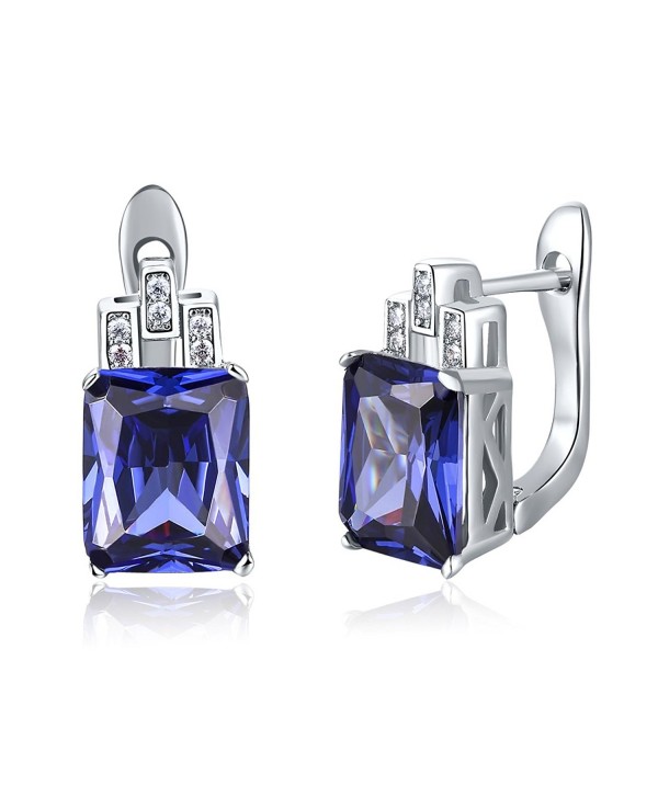 Merthus Womens 925 Sterling Silver Created Tanzanite Stud Earrings - Blue - C2186EAIEK5