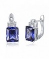 Merthus Womens 925 Sterling Silver Created Tanzanite Stud Earrings - Blue - C2186EAIEK5
