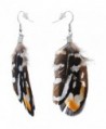 Brown White Essence Feather Earrings - C91174J4USZ