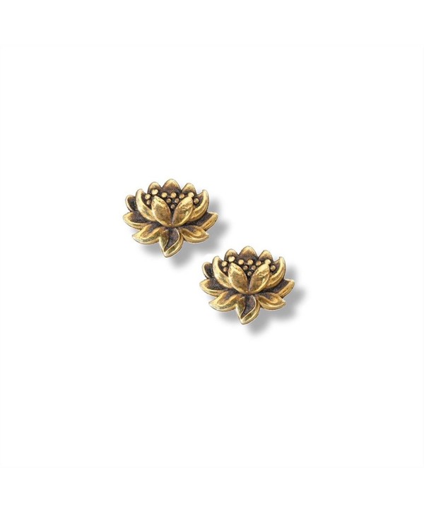 Small Detailed Lotus Earrings in 14k Gold Plated Sterling Silver- 6763 - CE11XGG3UNV