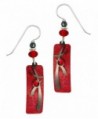Adajio By Sienna Sky Handmade Red Column Earrings with Hematite Asian Overlay and Cabochon - 7297 - CF1207D35Q7