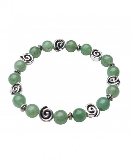 Aventurine Bracelet with Celtic Knot Swirls- 7 1/2"- Stretch Style - CA11LP7I1Q9