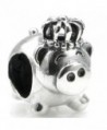Sterling Silver Pig King Crown European Style Bead Charm - CU115QPKUGF