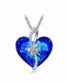 QIANSE "Stay for Love" Bermuda Blue Heart Necklace Made with Swarovski Crystals - Butterfly Design - CH18256ZHZ2