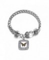 Autism Awareness Butterfly Classic Braided Classic Silver Plated Square Crystal Charm Bracelet - CX11XMU2KNR