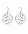 Highly Polished Sterling Silver Filigree Tree of Life Dangle Drop Earrings - CO12K3UKV4N